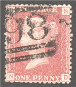 Great Britain Scott 33 Used Plate 111 - ND